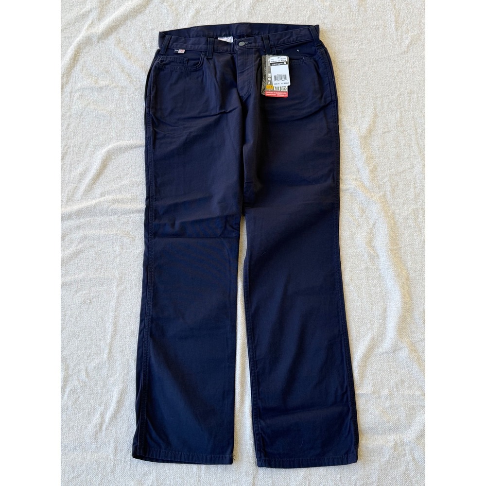 Carhartt Womens FR Rugged Flex Canvas Pants Navy Blue CAT 2 NFPA Fire Resistant